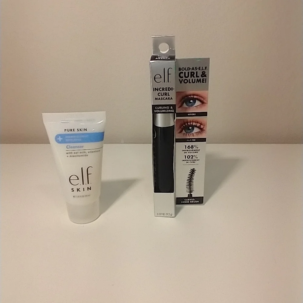 ELF Lash Incredicurl Mascara ,Pitch Black,0.32oz& Moisturizer Oat Milk Ceramides